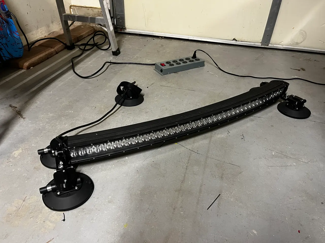 The 52-inch bar on its suction-cup mounts