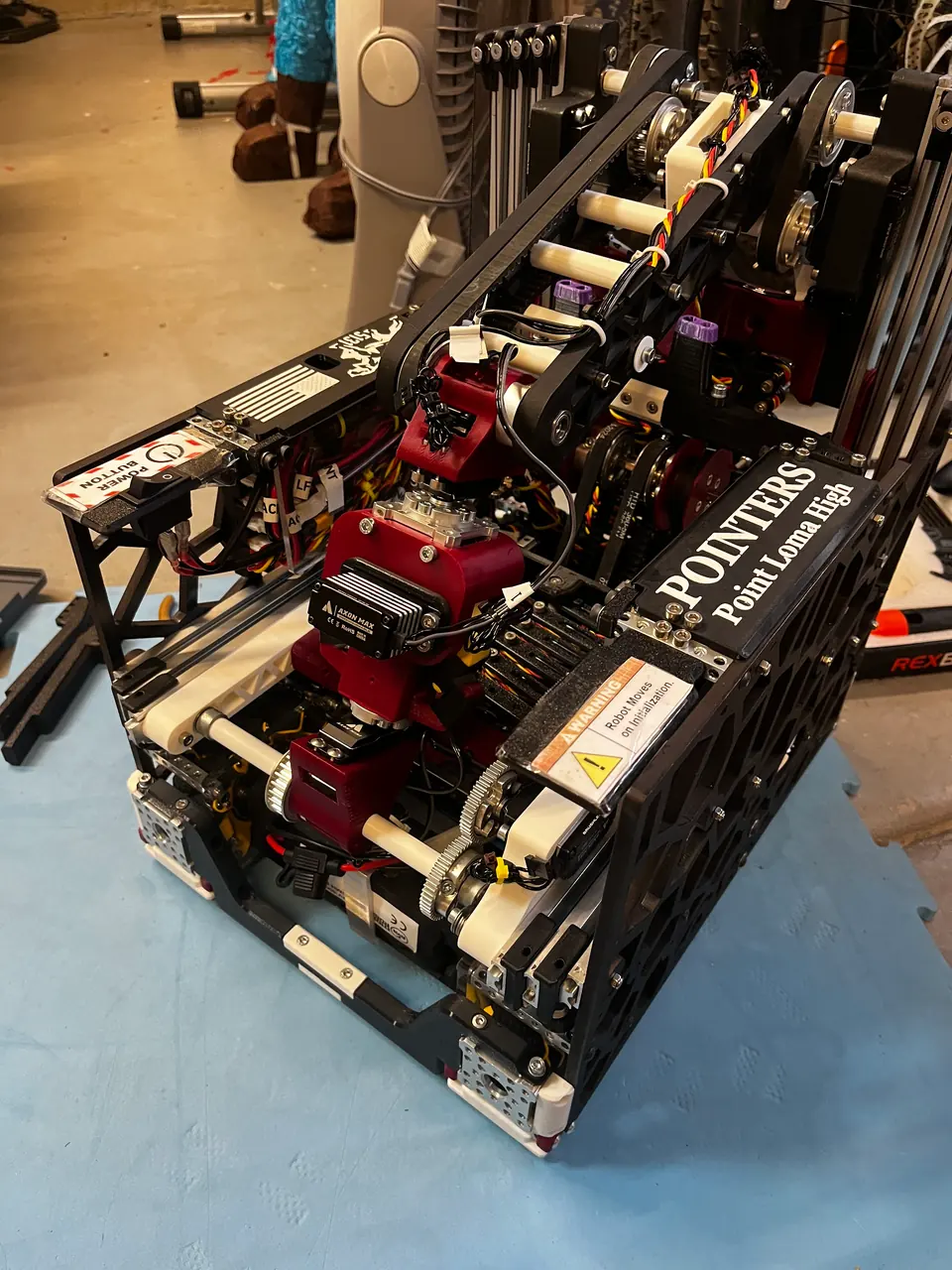 The finished robot with the team’s name plate