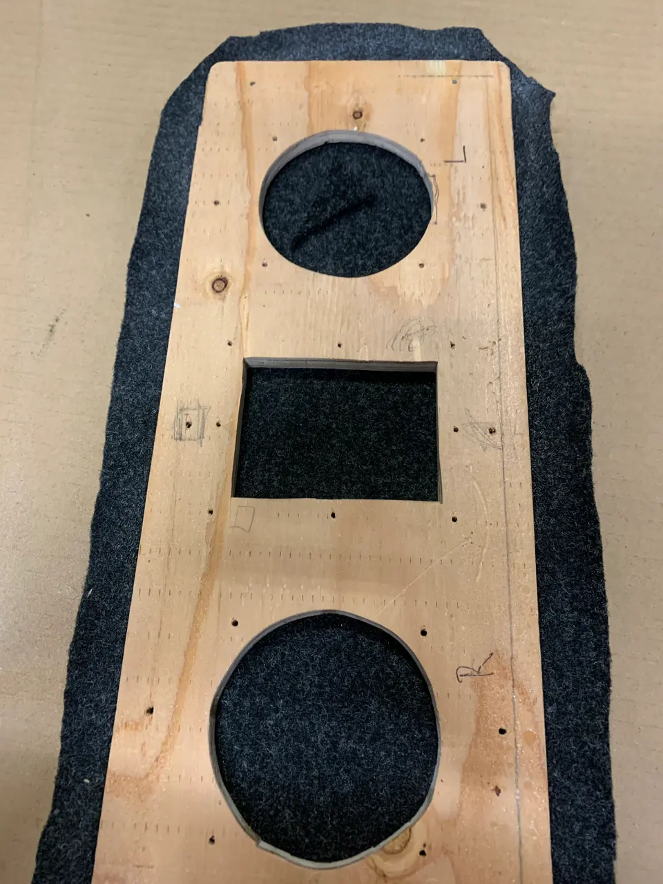 Front panel cutouts, ready for carpet